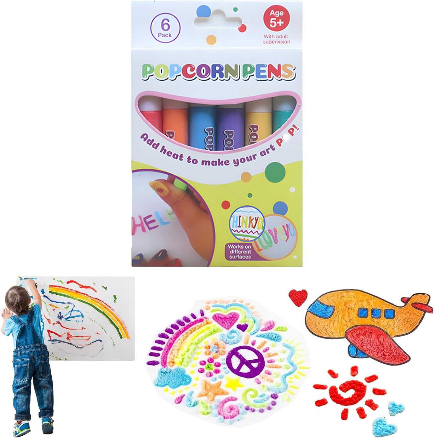 DIY Bubble Popcorn Drawing Pens, Magic Puffy Pens,Print Bubble Pen Puffy 3D Art Safe Pen, Puffy Bubble Pen, Magic Popcornpen, Magics Colour DIY Bubble Popcornpen Drawing Pens for Kids