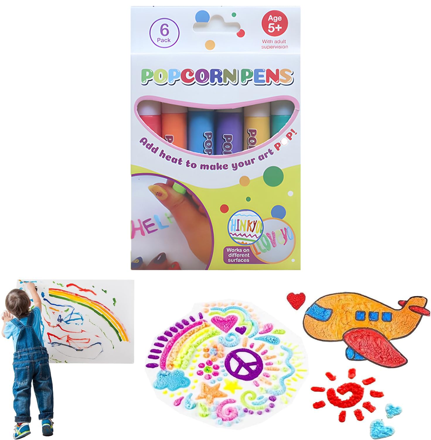 DIY Bubble Popcorn Drawing Pens, Magic Puffy Pens,Print Bubble Pen Puffy 3D Art Safe Pen, Puffy Bubble Pen, Magic Popcornpen, Magics Colour DIY Bubble Popcornpen Drawing Pens for Kids
