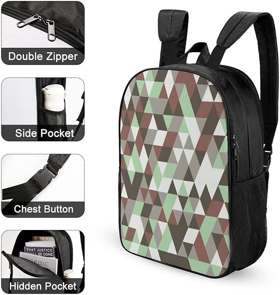 Printed Casual Daypack Cute Daily Backpack Personalized School Bags for Boys Girls Rhomboid Camouflage