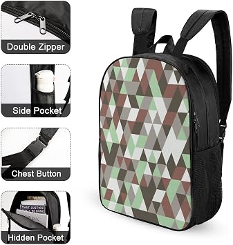 Printed Casual Daypack Cute Daily Backpack Personalized School Bags for Boys Girls Rhomboid Camouflage