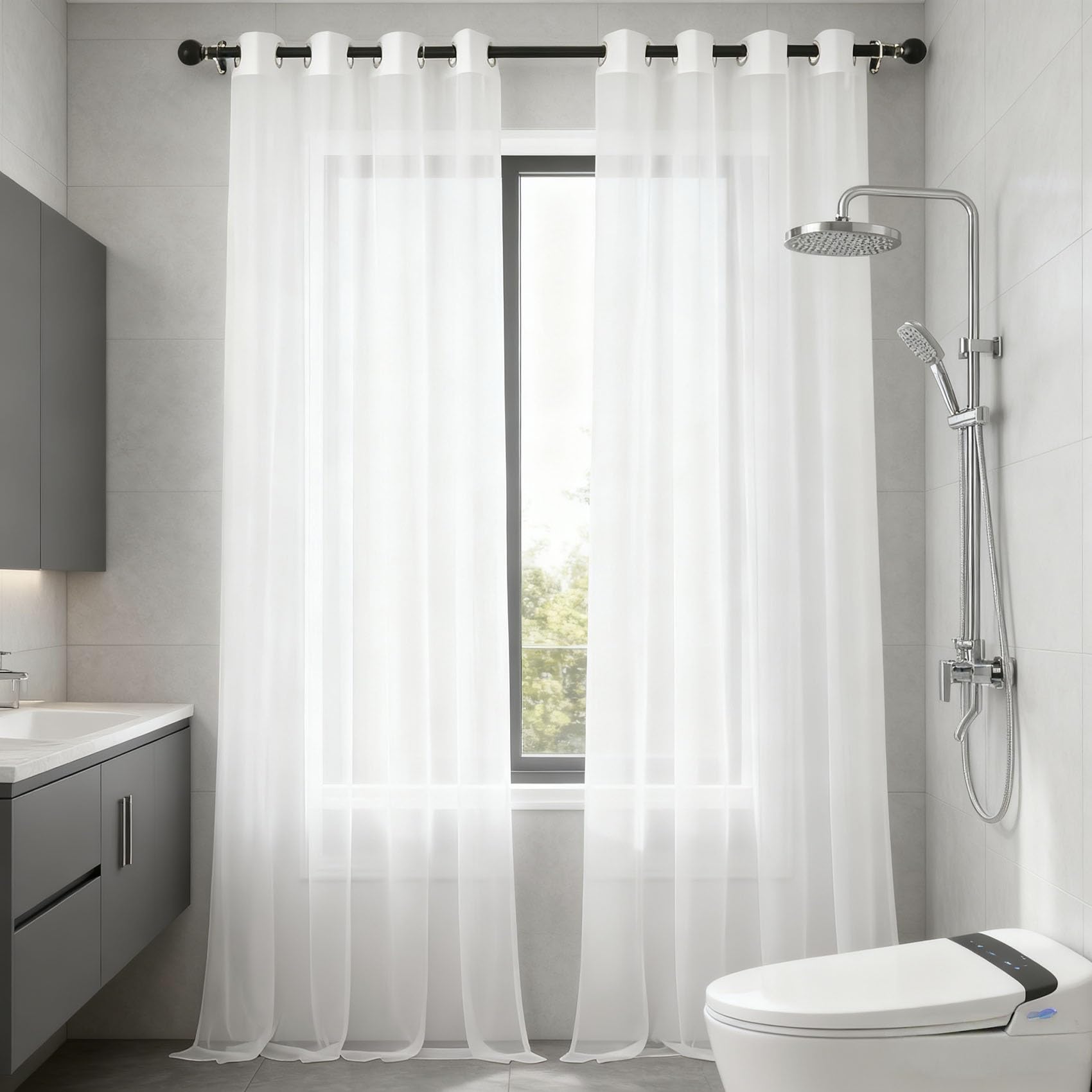 Visillos salón traslúcidos con ojales para una iluminación perfecta en el dormitorio