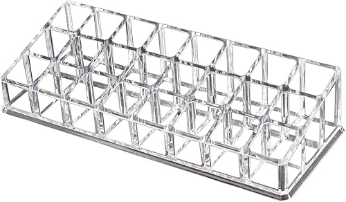 AOKIVIGOA Clear PS Lipstick Organizador para cosméticos maquillaje titular cristal 24 secciones B estilo