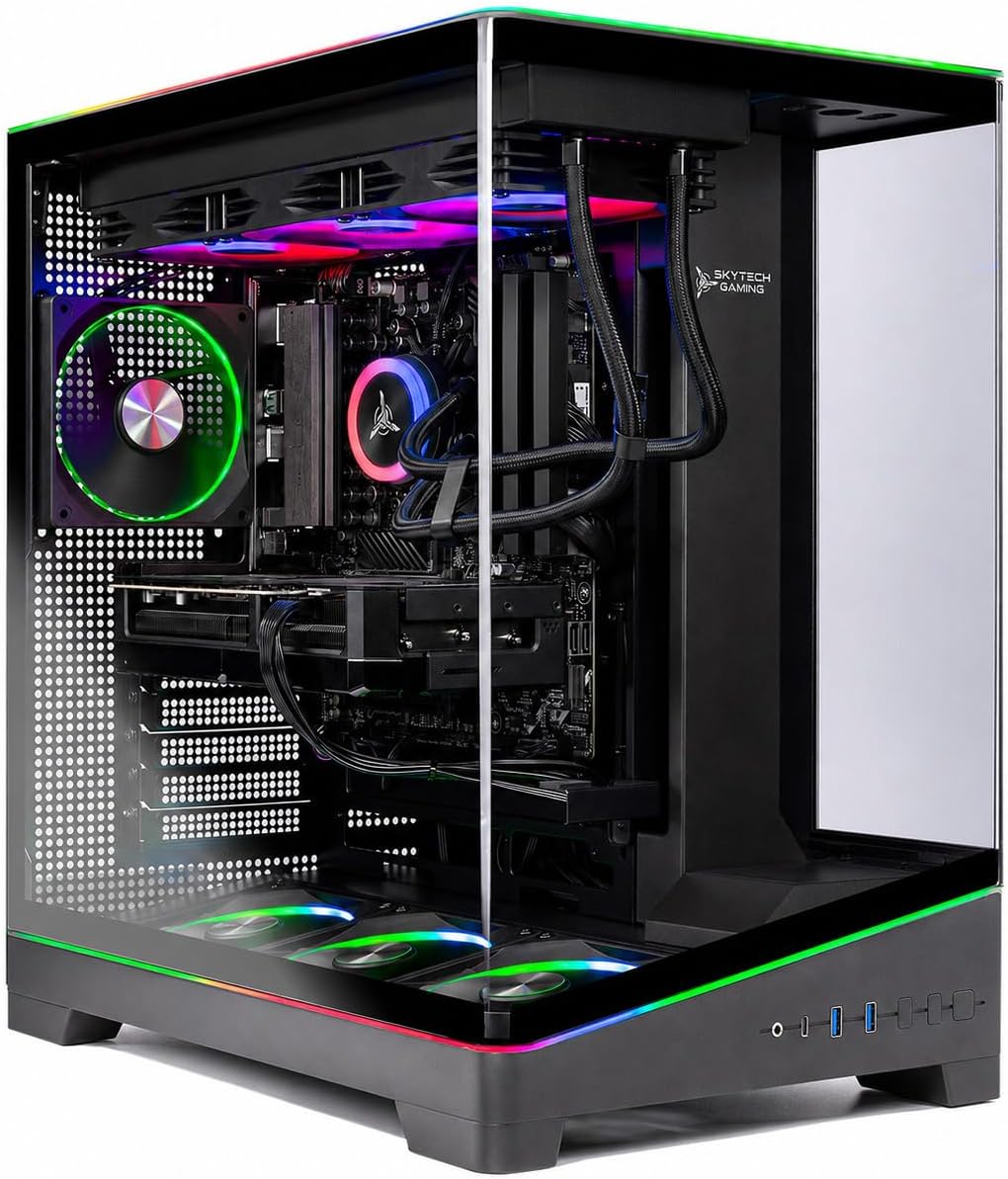 Skytech Gaming Harpy Gaming PC, AMD Ryzen 7 9800X3D 4.7GHz, NVIDIA RTX 5070 Ti 16GB VRAM, 1TB Gen4 NVMe SSD, 24GB DDR5 RAM 6000, 850W Gold ATX 3 PSU, 360 ARGB AIO, WI-FI 5, Windows 11, Desktop