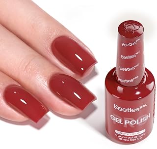 Beetles Pro Red Gel Polish - Not Your Type, Dark Red Color 20ML Gel Polish, UV Nail Lamp Cure Needed Christmas Nail Arts Salon-Quality Shine Long Lasting