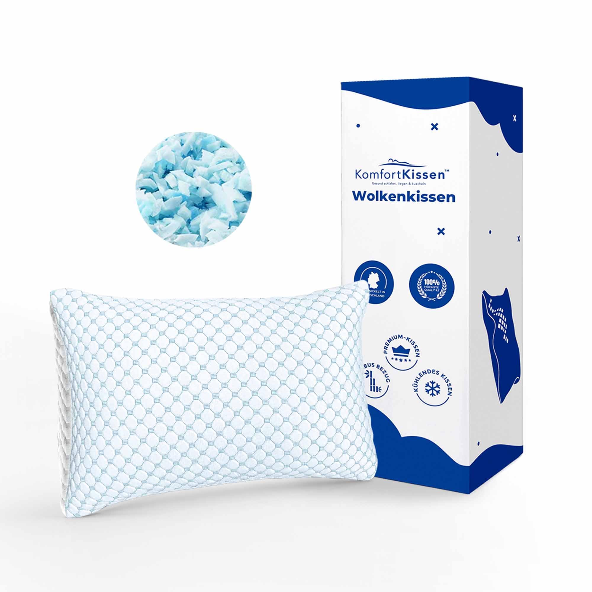 MKS Almohada para dormir de 50 x 70 cm con espuma viscoelástica y gel – Almohada con soporte ergonómico para el cuello – para adultos, dormir de espalda y de lado – Refrescante, higiénica, cómoda