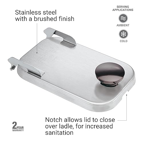 Miniatura 3 de Server Products Tapa con bisagras de acero inoxidable para tarros dispensadores de condimentos de encimera, modelo 82545, compatible con tarros de