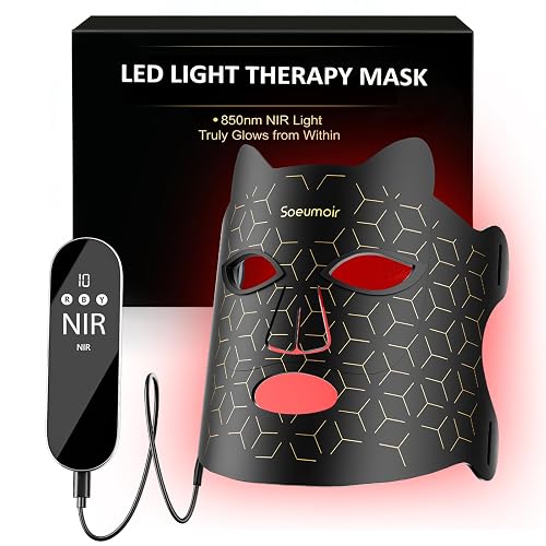 Red Light Therapy Mask for Face, LED Face Mask Light Therapy with Near-Infrared 850nm, Red Light Mask, USB C Rechargeable Mask for Home Working Travel Yoga