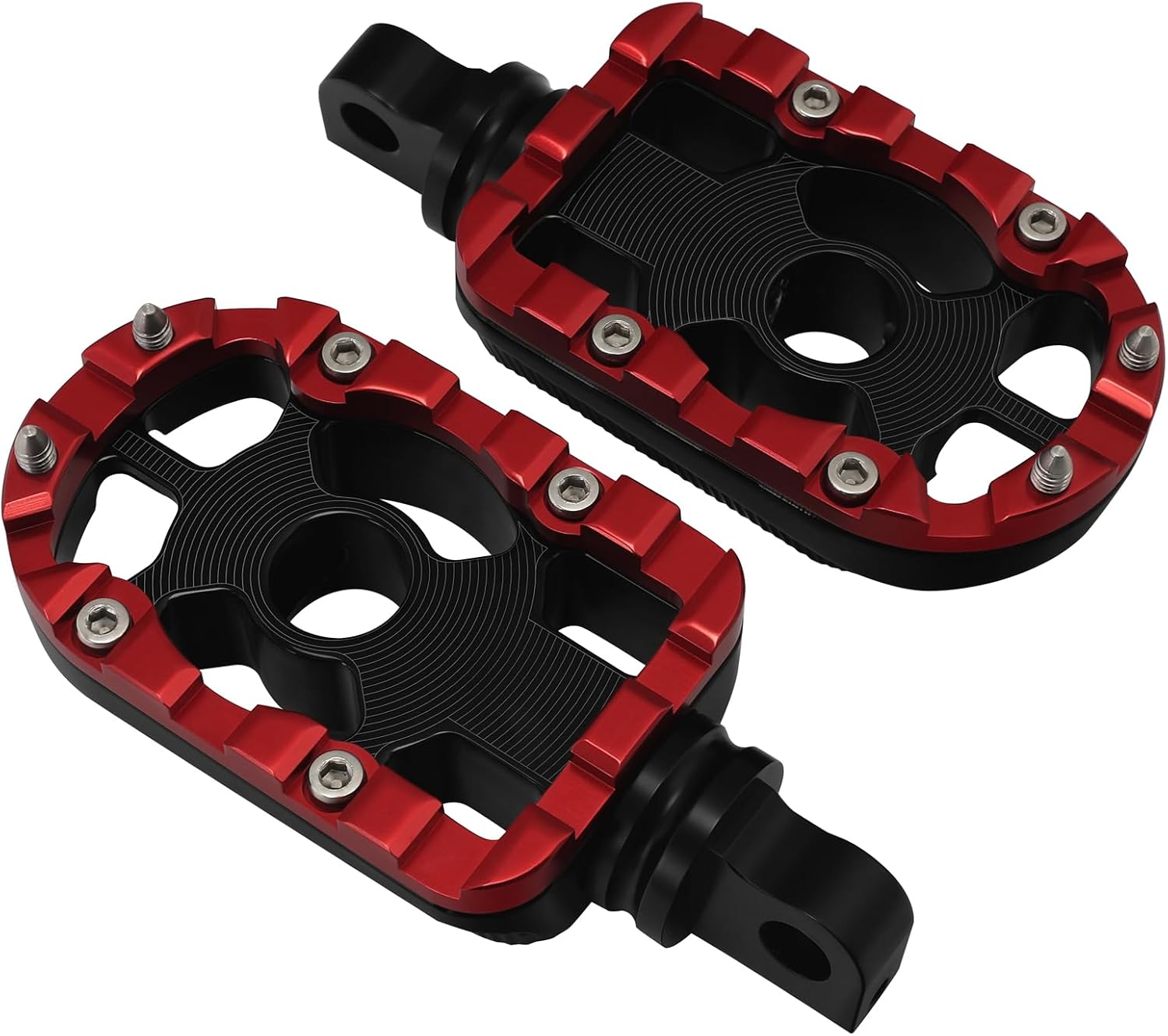 Green-L 10mm Passenger Highway Footpegs Pedals Fit for Harley Touring Softail Dyna (Red)