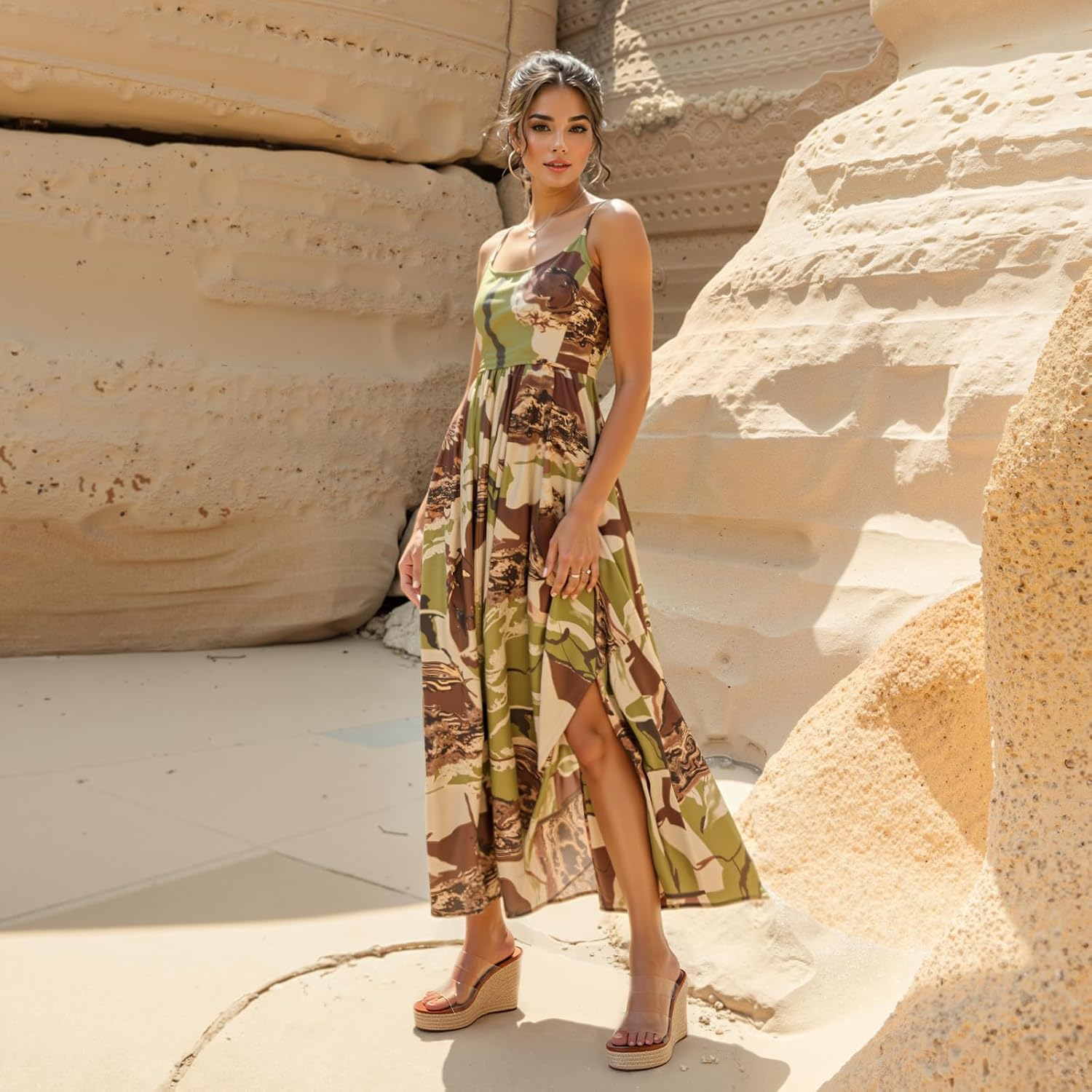 VARECOLA Women Slip On Espadrille Platform Wedge Sandals Slide Open Toe Clear High Heel Sandals - Image 3