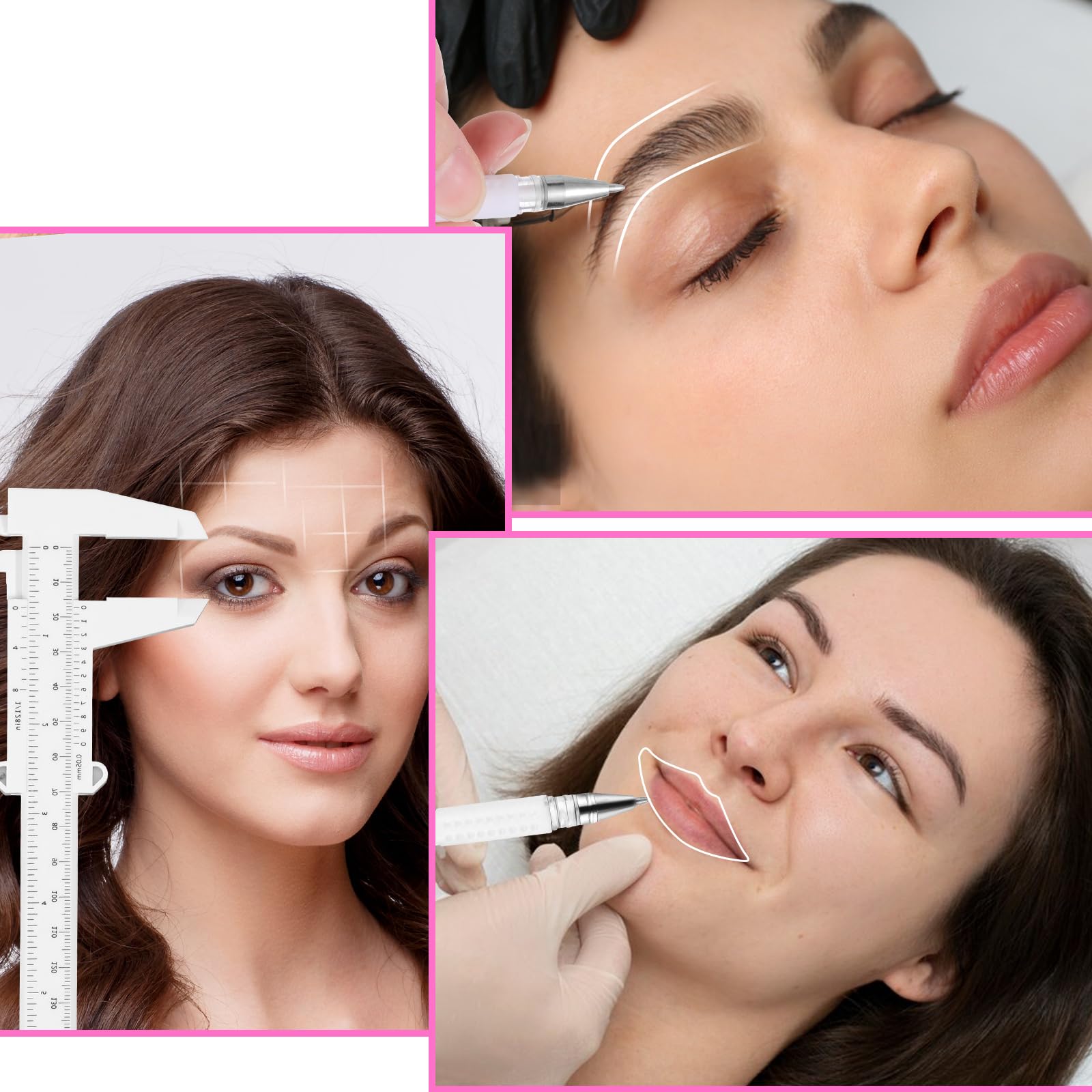 Rotulador de microblading para cejas, 2 bolígrafos de mapeo de cejas con 4 recambios de repuesto y 1 regla, rotulador de maquillaje para tatuaje, suministros de laminación de cejas para piel de labios 5