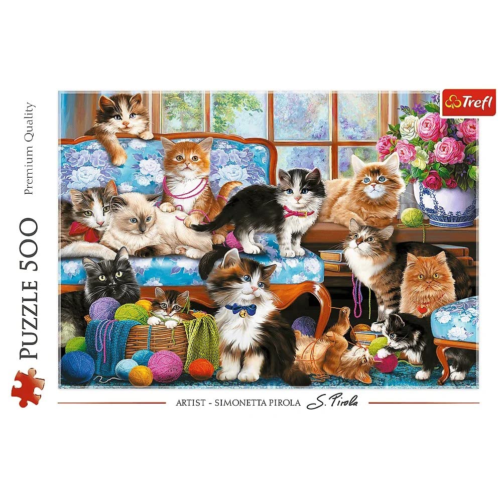 Amazon.com: TREFL 500 Piece Jigsaw Puzzle, Cat Family, Animal