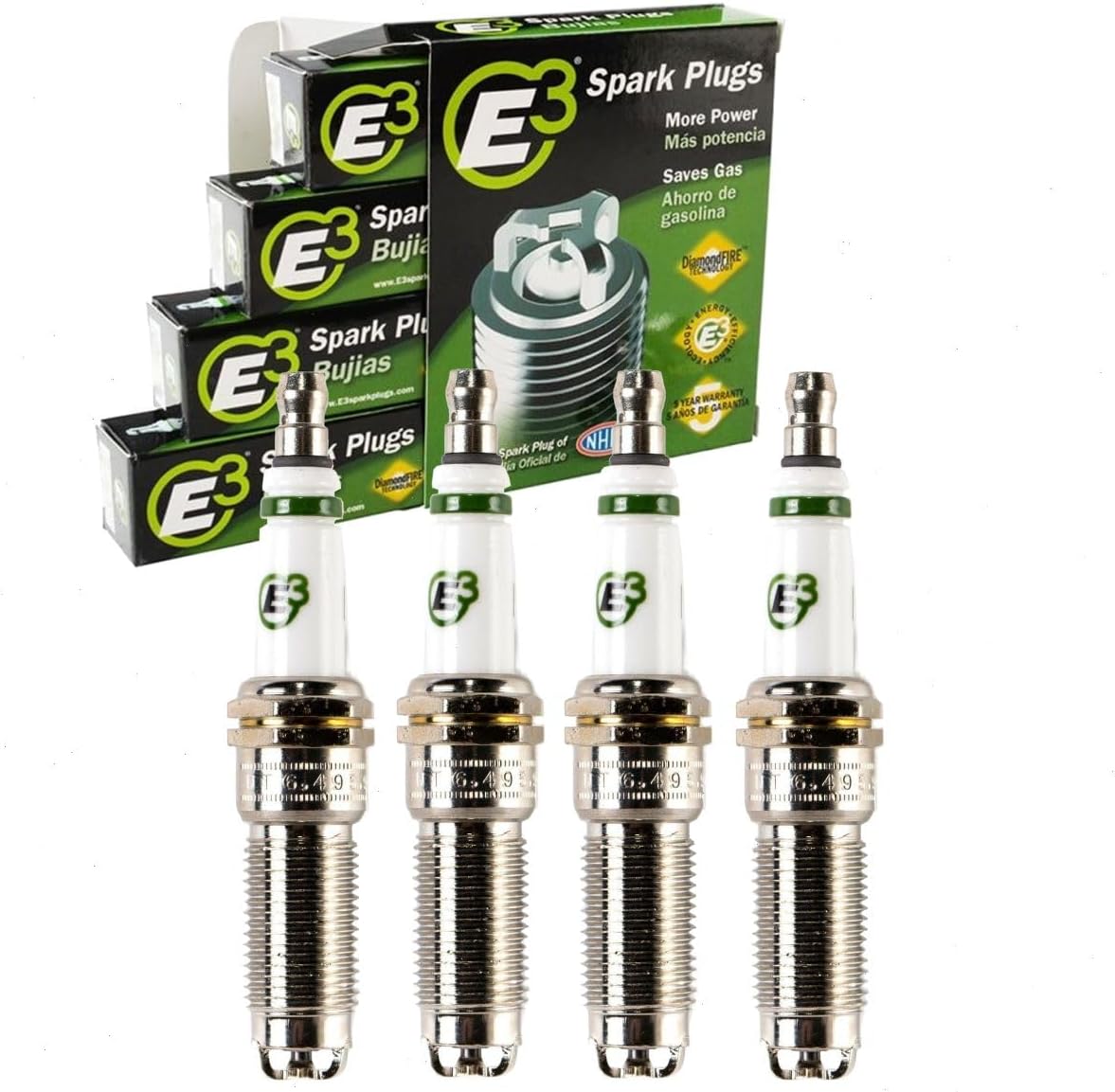4 pc E3 Spark Plugs compatible with Chevrolet Equinox 2.0L 2.4L L4 2010-2019