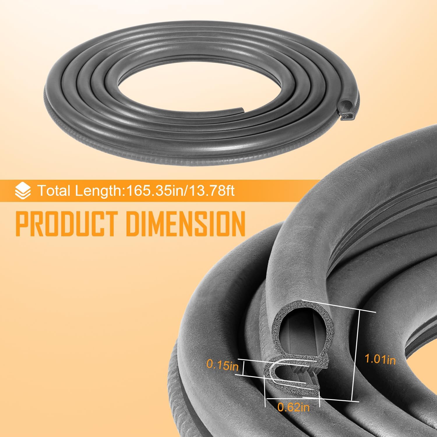 13.5 Foot 1100 Series Cab Door Rubber Weather Stripping, Car Door Seal for Peterbilt 1986-2007 377/379/359 Trucks–Stop Wind Noise & Leaks, Replacement 20-10985-644, R60-6001-650 2-Pack