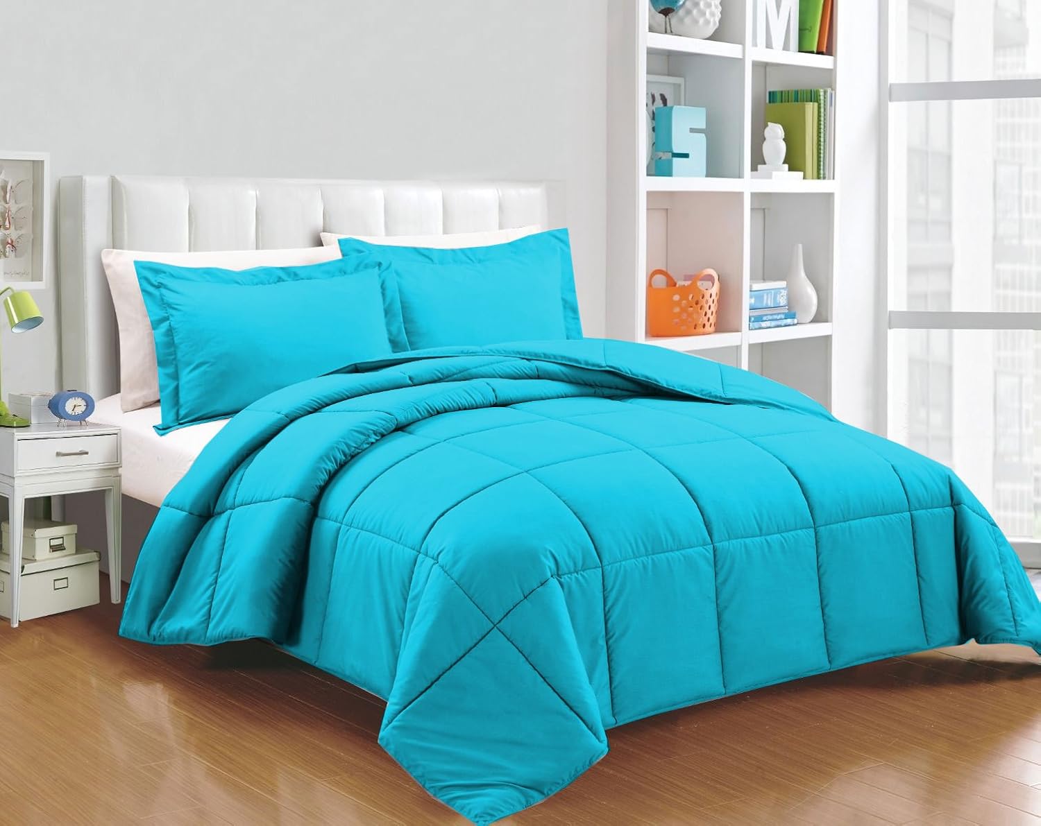 800 Thread Count Solid Down Alternative 1 Piece Comforter - 100% Egyptian Cotton Solid Gray King Size