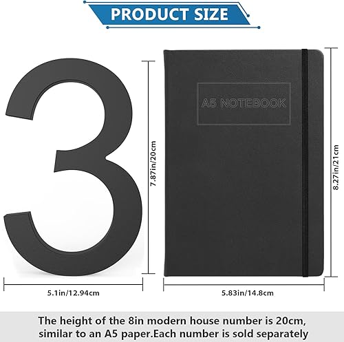 Miniatura 140 de DEWEL Números flotantes de casa grandes de 8 pulgadas para exteriores, decoración de números de dirección de casa modernos negros para señalización