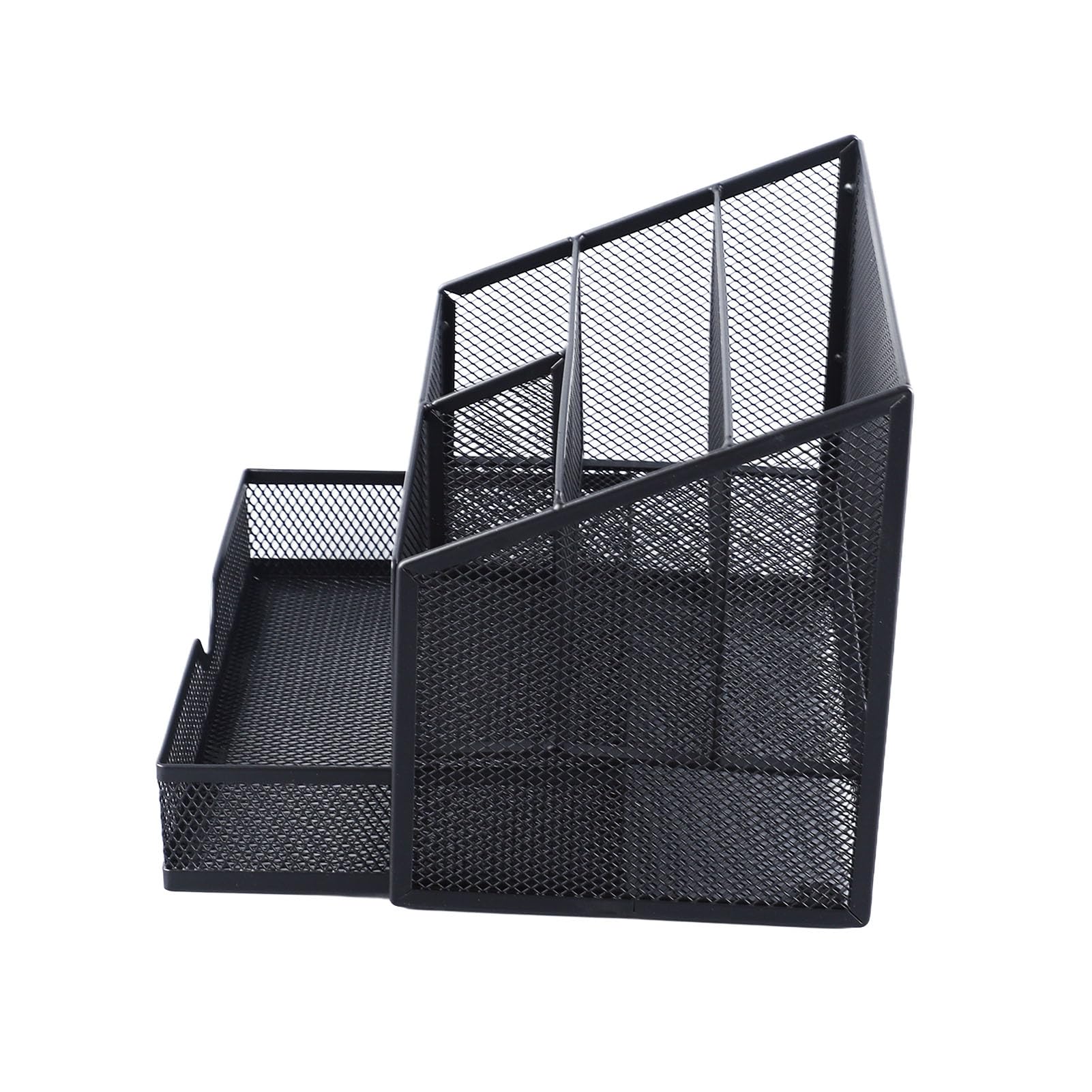 Acouto Organizer na Biurko Siatka Metalowa Organizer na stół Biurowy z szufladą Książki Długopisy Zszywacz Klipsy do Teczek Notatki Zakreślacze Litery Biurko Organizator Organizator stół Biurowy