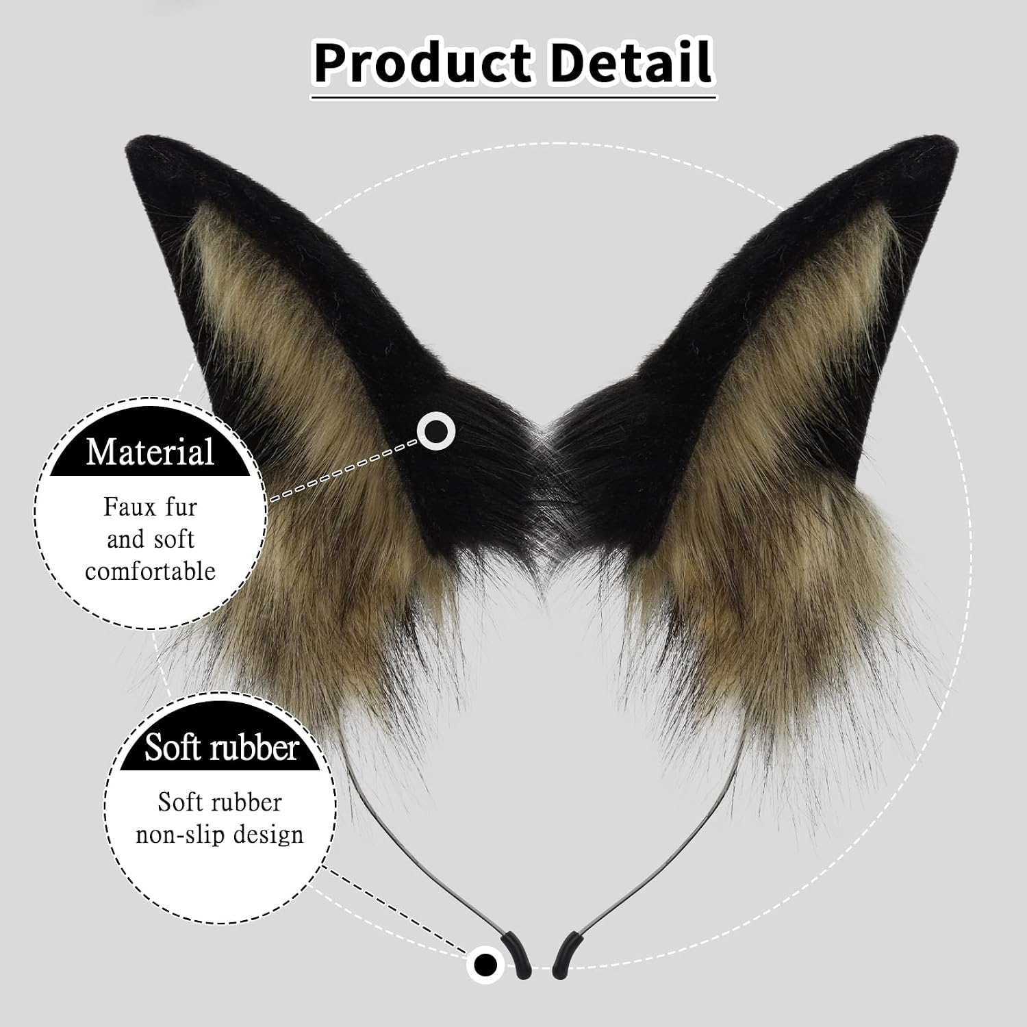 Faux Fur Ears Headband Fluffy for Themed Party Costume Accessories