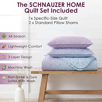 DREAMCLOUD HOME 3 Piece Quilt Set Bailey Pattern Printed Coverlet Set, Lightweight Reversible Coverlet Set, Soft All Season Coverlet Set (1 Comforter & 2 Pillow Shams)