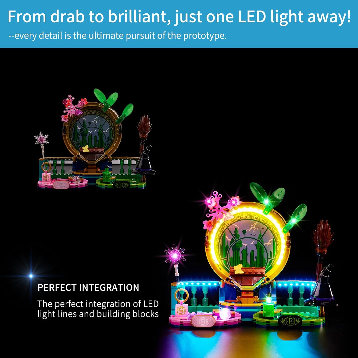 BrickSoul LED Light Up Kit Compatible with Lego Wicked Elphaba & Glinda Figures 75682 Building Set, Upgrade Design Lighting Accessories for Lego Fans, Not Included 75682 Model