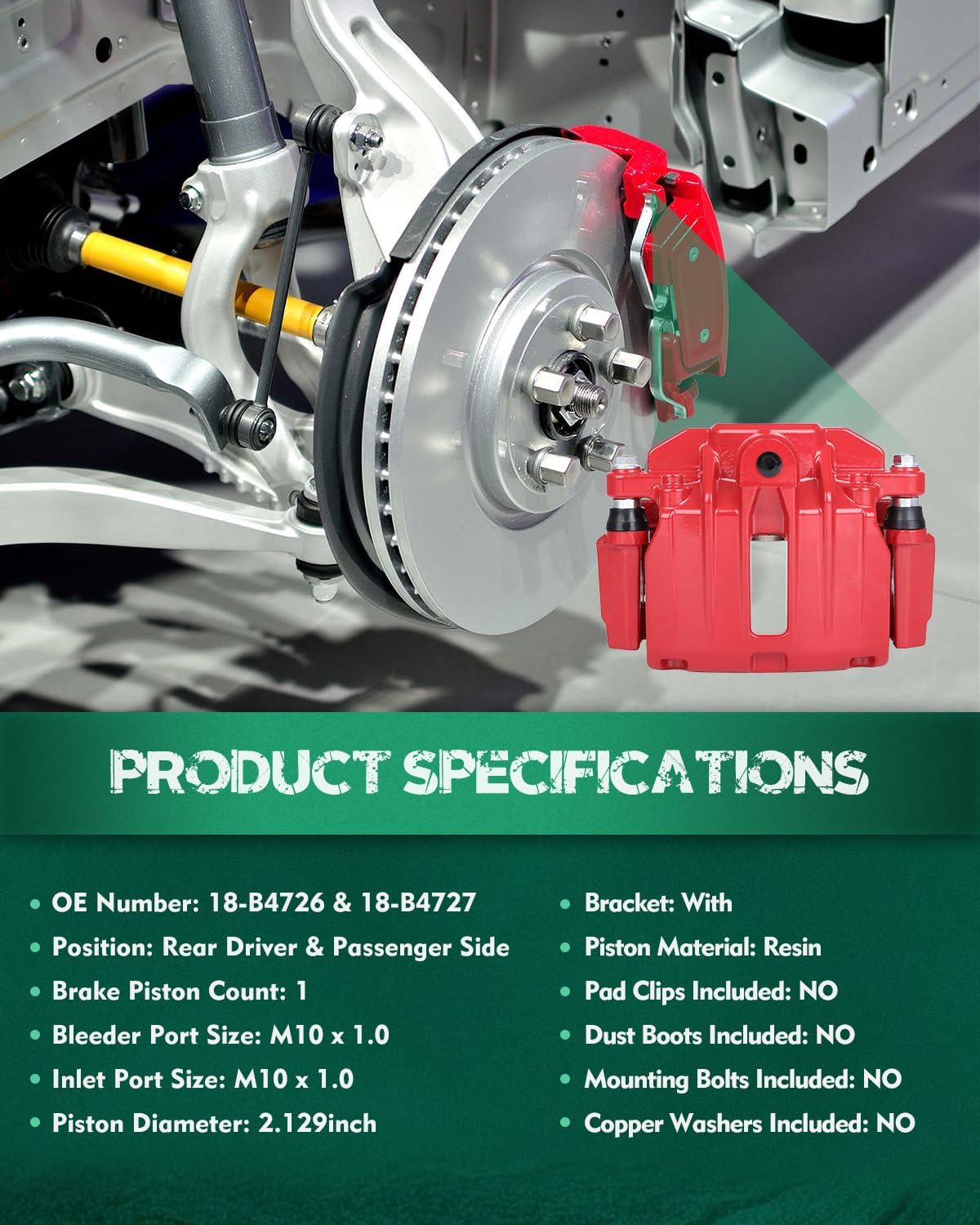 AUTOMUTO Rear Left & Right 18-B4726 18-B4727 Disc Brake Calipers With Bracket 2000-2002 For Cadillac 1999-2005 For Chevrolet 1999-2005 For GMC