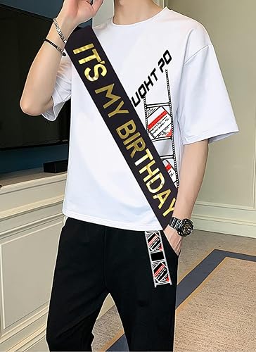 Miniatura 4 de MGJSRNH Banda con texto en inglés "It's My Birthday", regalos de cumpleaños para niñas y niños, banda de papel de aluminio dorado satinado suave,