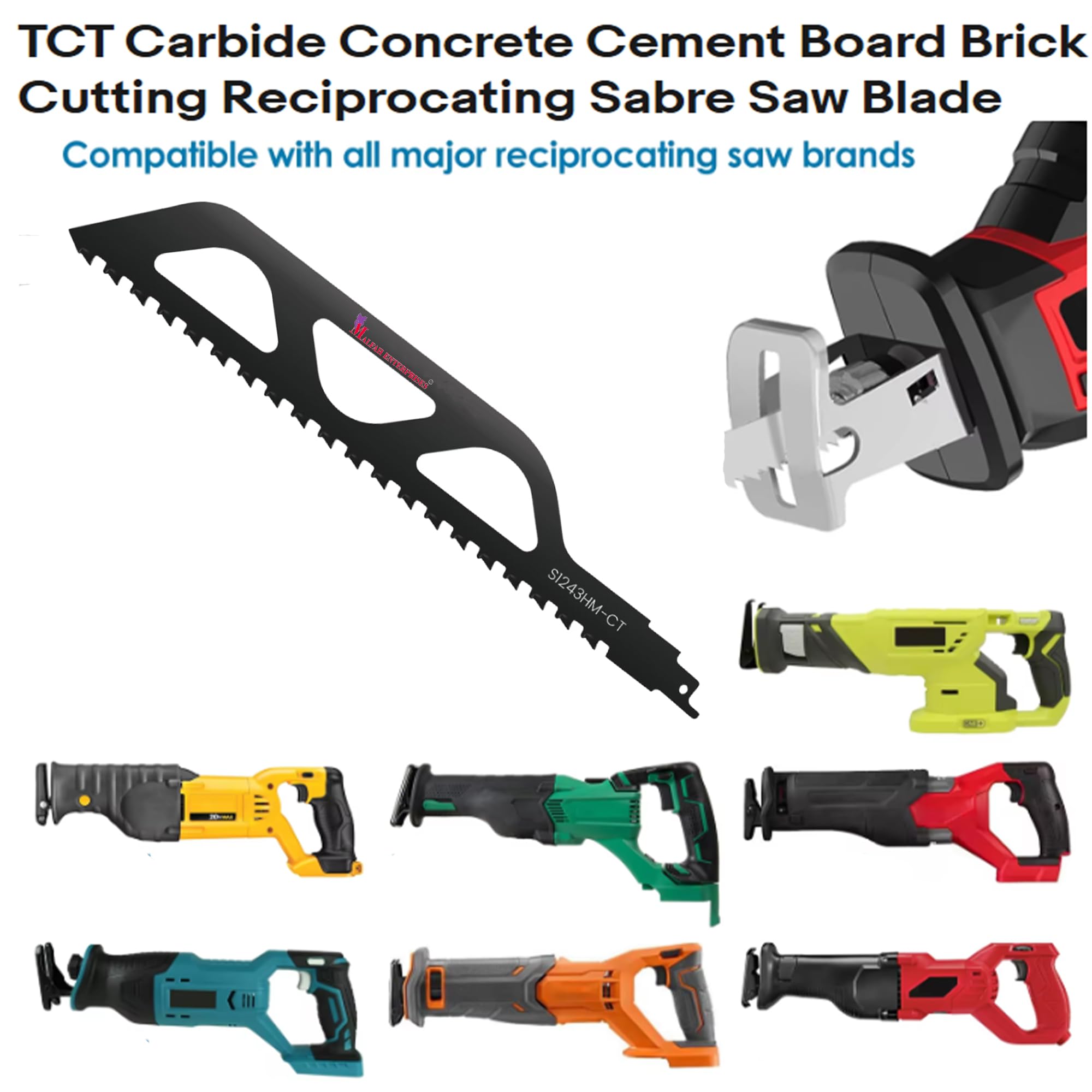 Malfah Reciprocating Saw Blades CONCRETE 18" 450MM 20TPI Handsaw Multi Saw for Cutting Wood Metal Concrete Pvc Fast Straight Solid Pipes Profiles Chipboard Plaster 3