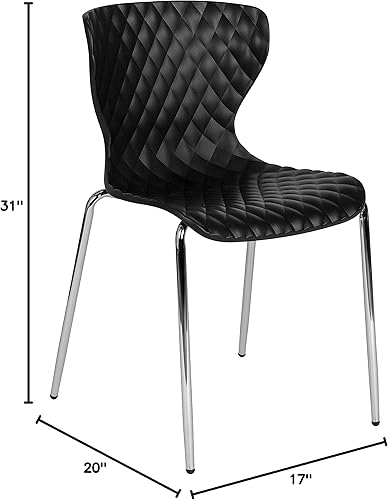 Miniatura 3 de EMMA + OLIVER Silla apilable de plástico negro de diseño contemporáneo