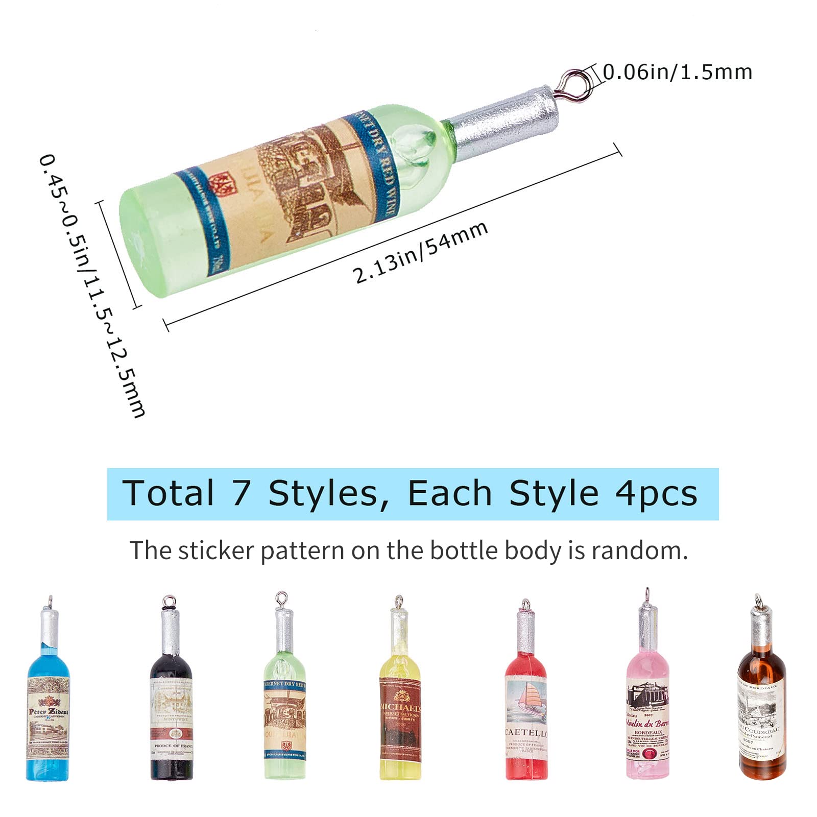 10pcs/pack 3D Coconut Wine Bottle Resin Charms Cute Mini Drinks
