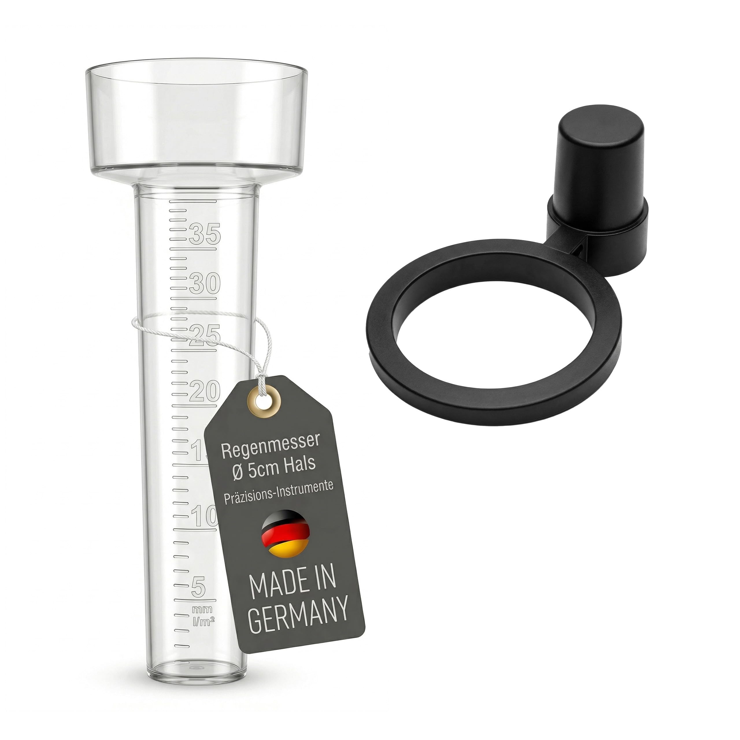 Lantelme Regenmesser mit Halter 24cm x 8cm Kunststoff | Niederschlagsmesser zur Wassermengenmessung im Garten Gewächshaus | Regenwassermesser für Outdoor Gartenstecker