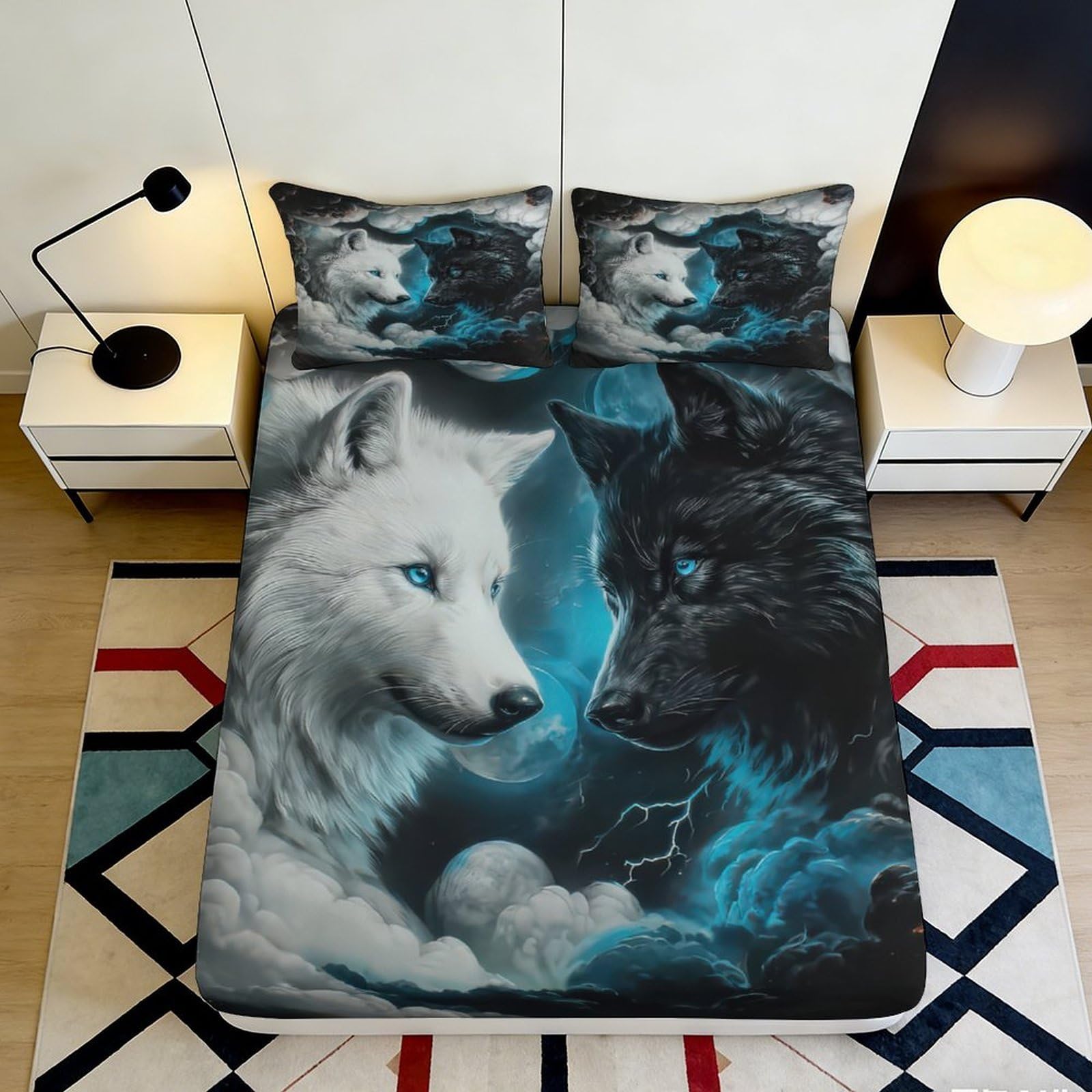 3D Printed Jungle Animals Fitted Sheet Microfiber Deep Pocket Non-Slip Bedding, Wildlife Mattress Fitted Cover, Washable for Adults Teens 120x200x25cm