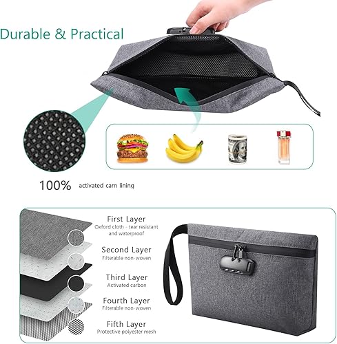 Miniatura 4 de ORIA Bolsa de dinero con cerradura, bolsa de banco con cerradura, bolsa de dinero para efectivo, bolsa impermeable para efectivo con cremallera,
