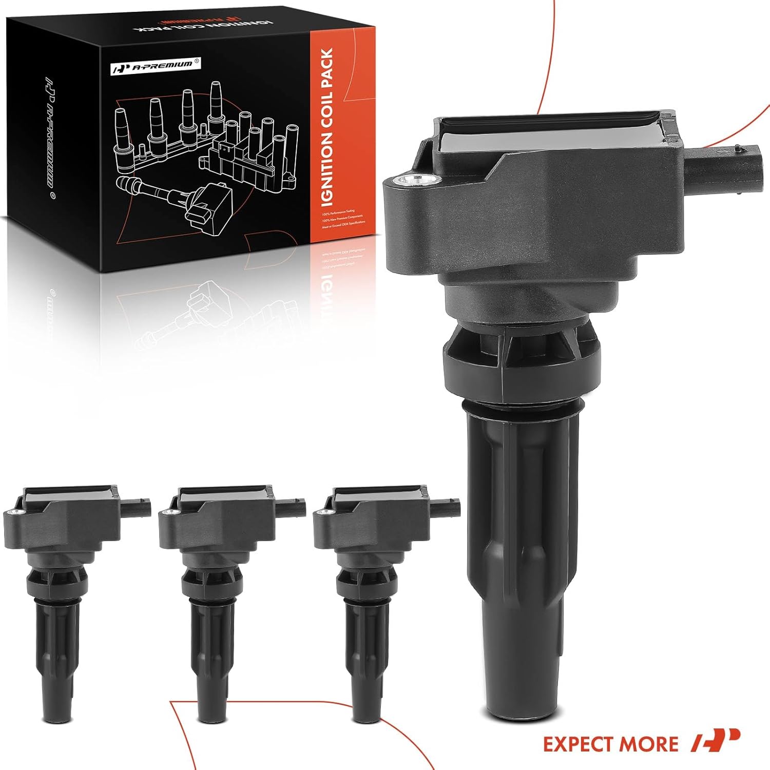 A-Premium 4pcs Ignition coils Compatible with Ford and Lincoln Vehicle - 2.0L 2.3L 4 Cyl - Bronco 2021-2022, Edge 2019-2023, Explorer 2020-2023, Ranger 2019-2023, Nautilus 2019-2023, Corsair 2020-2022