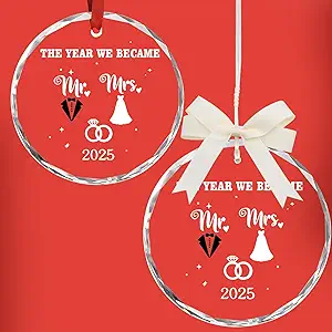 Engagement Gifts for Couples - Glass Ornament 2025, Personalized Gifts for Newly Engaged Couples, Happy Engagement Ideas for Her, Bride to Be - Engaged for Her, Friends