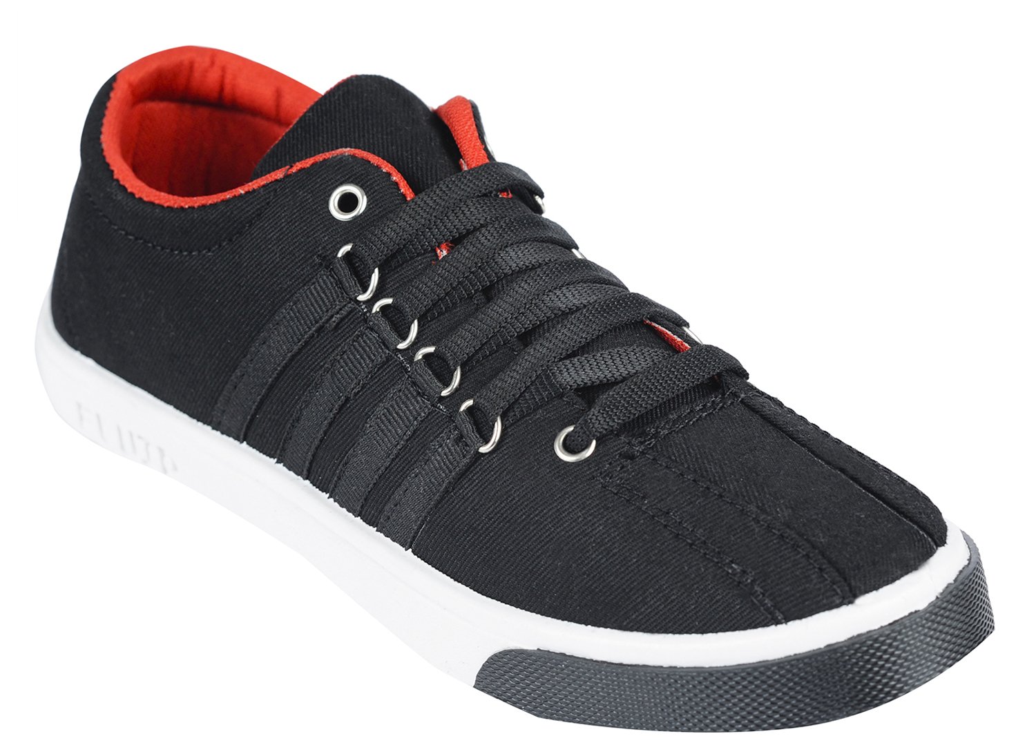 Vonc Men's Black & Red Canvas Formals & Lace-Up Flats