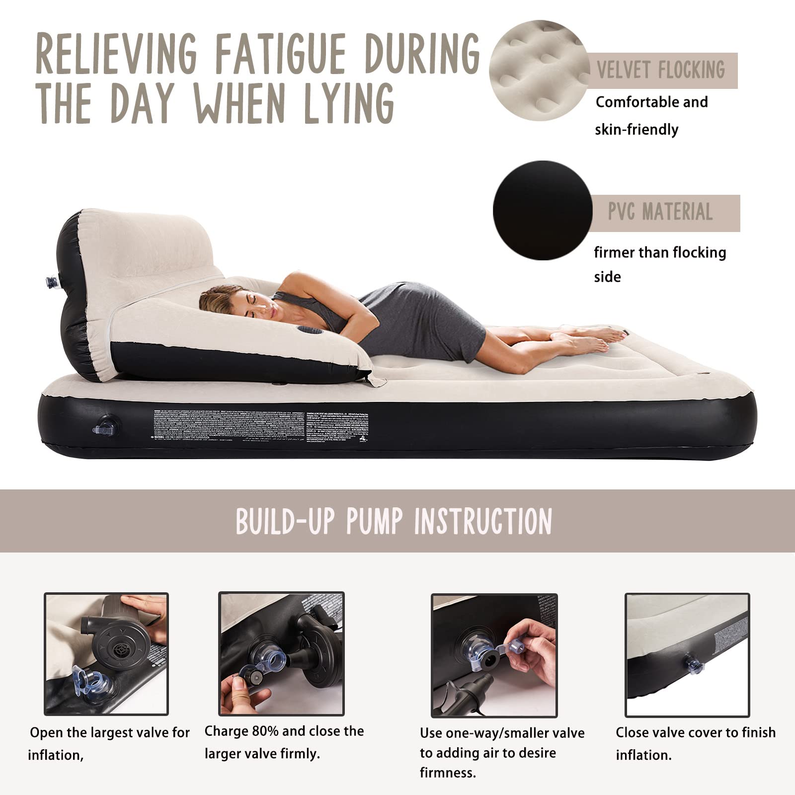 King Size Air Mattress for Camping and Home, Inflatable Airbed with