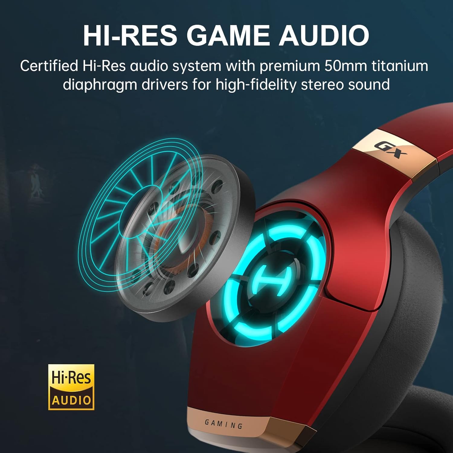 Edifier Hecate GX Hi-Res Gaming Headset for PS4/ PS5/ PC/Switch/Xbox Gamepad - USB/Type-C/3.5mm Wired Gaming Headphones with Microphone RGB Lighting - ENC Noise Cancelling - 50mm Driver (Red)