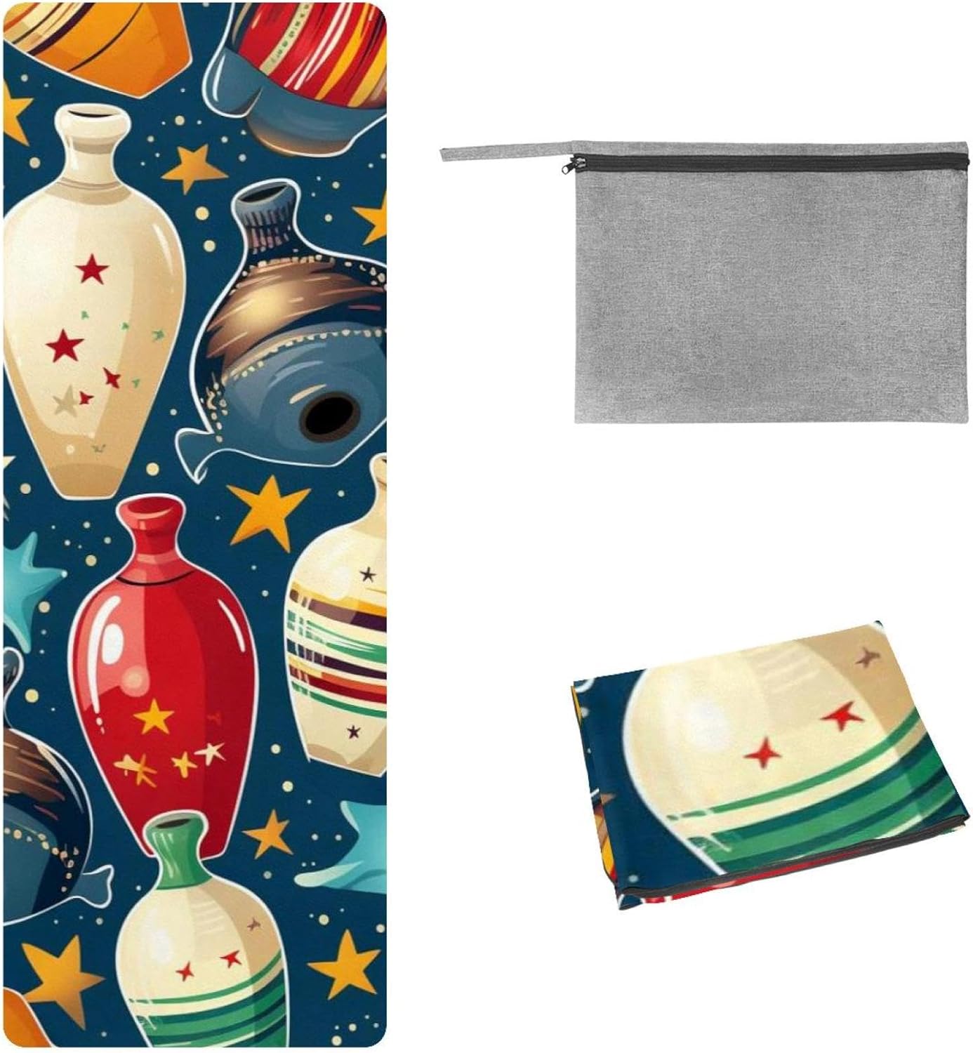 Yoga Towel, Bowling Pattern Non Slip Sweat Absorbent Hot Yoga Mat Towel for Hot Yoga, Pilates and Fitness - 72.8" x 26.8"