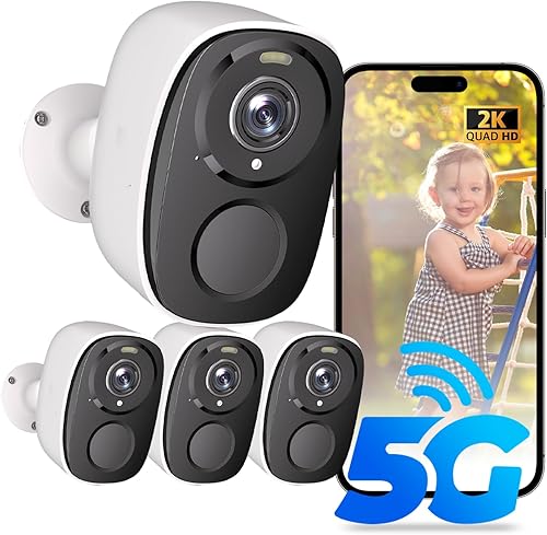 Miniatura 12 de ELECCTV Cámaras de seguridad solar WiFi de 2.4 y 5 GHz inalámbricas para exteriores, sistema de seguridad para el hogar QHD 2K, kit de 4 cámaras con