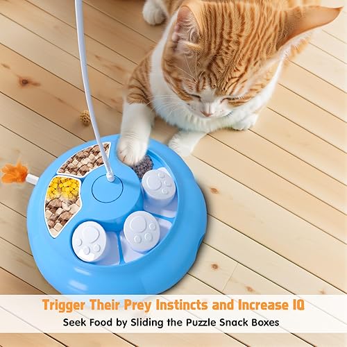 Miniatura 5 de Juguetes interactivos para gatos de interior, juguete 4 en 1 para mascotas con varita de plumas de emboscada, mariposa aleteadora motorizada y