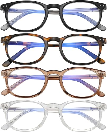 Miniatura 5 de Paquete de 4 lentes de lectura pequeños para mujeres y hombres, con bloqueo de luz azul, ovalados con bisagra de resorte 147