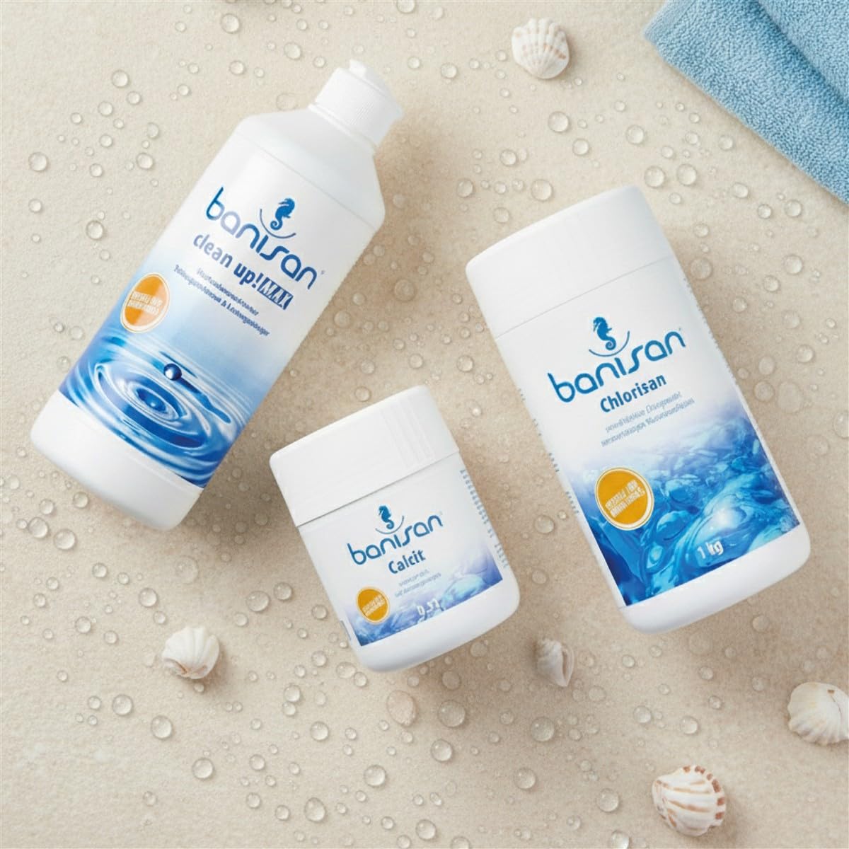 Banisan Whirlpool Pflege-Sparset 3-teilig Clean up! MAX 470 ml, Calcit 500 ml & Chlorisan 1 kg