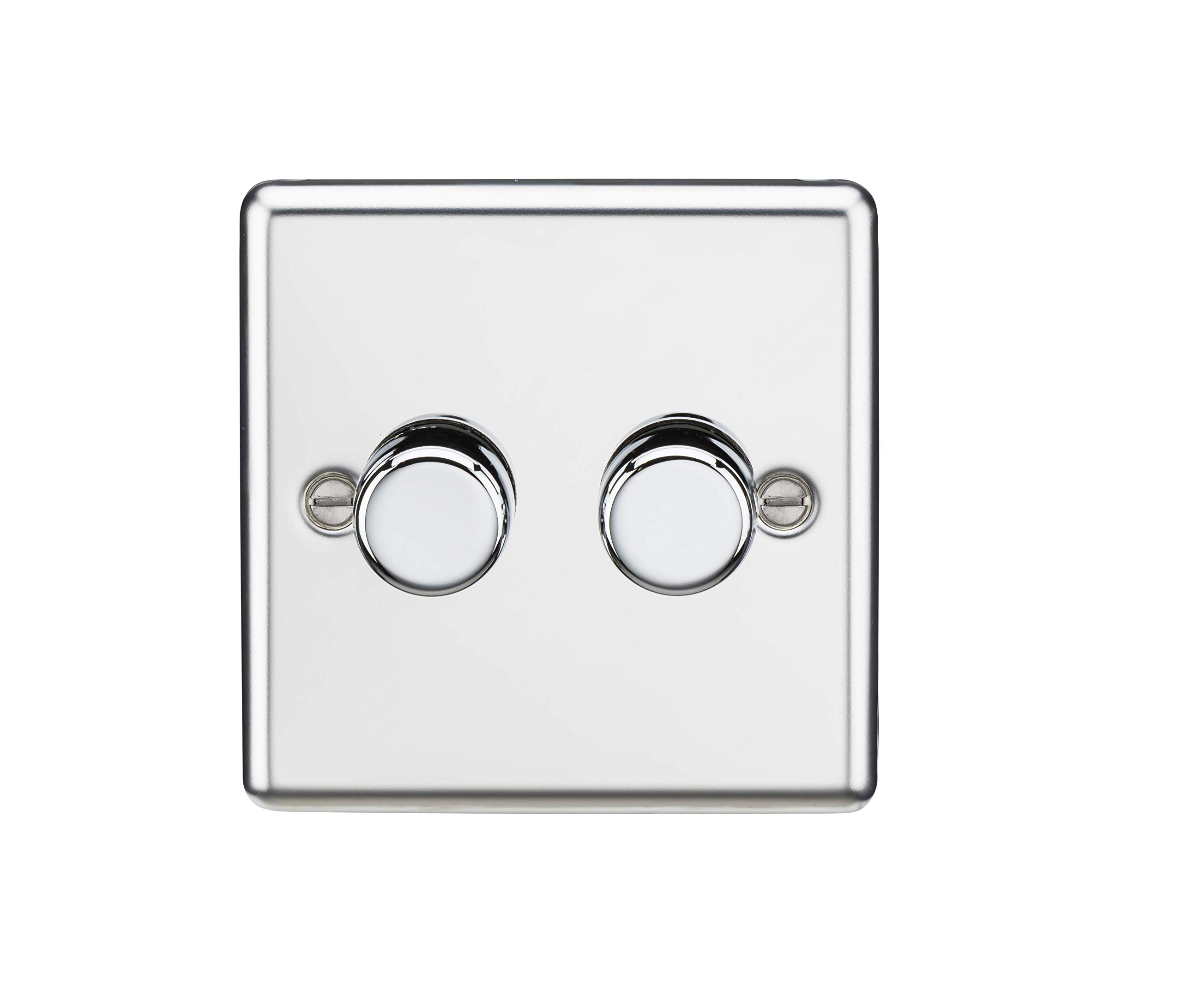 Knightsbridge Polished Chrome Cl2182pc 2G 2 Way 10-200W (5-150W Led) Trailing Edge Dimmer - Rounded Edge
