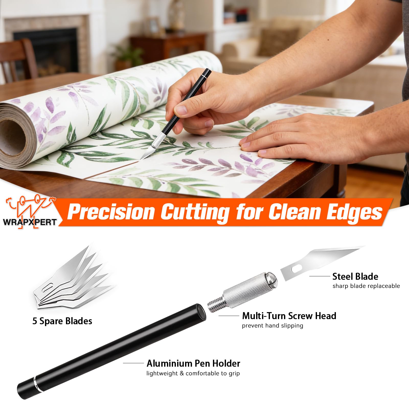 WRAPXERPT - Kit de herramientas de alisado de papel tapiz para despegar y pegar, herramientas para colgar papel tapiz con espátula de fieltro para azulejos de vinilo, baño, película de ventana