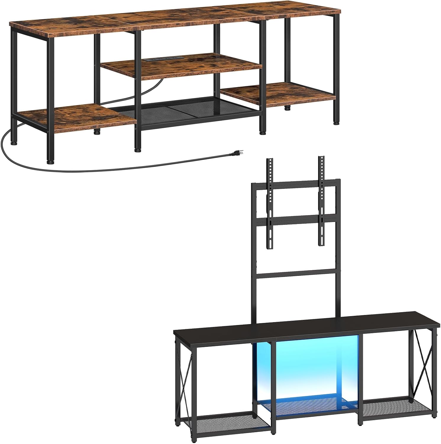 HOOBRO LED TV Stand with Mount, Entertainment Center with Open Shelves for 50 Inch TV, TV Console Table BF40DS01-BB126DDS01