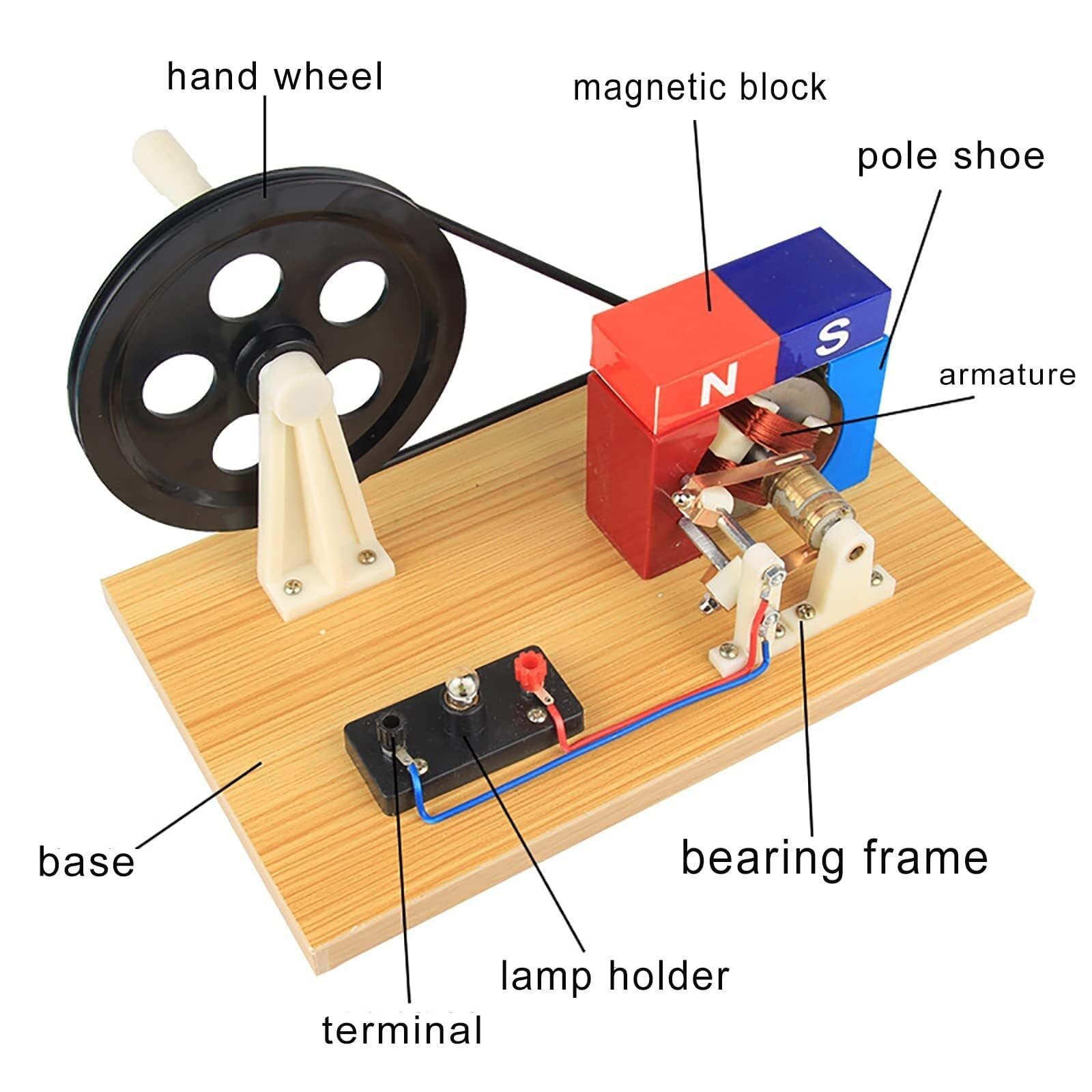 Physikalisches handgekurbeltes AC/DC-Generatormodell, elektromagnetische Versuchsausrüstung, magnetoelektrisches Demonstrationsgerät, magnetoelektrisches Demonstrationsgerät für de