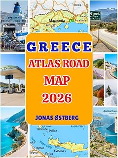 Greece Atlas Road Map 2026: Detailed road maps for island-hopping and Peloponnese drives with Athens, Crete, Santorini & Mykonos city maps, ferry routes, itineraries, and campgrounds for road trips