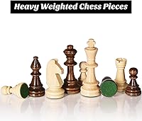 Vista 4 de Vamslove Piezas de Ajedrez de Madera Pesadas Solamente - Rey de 3.8'' - 2 Reinas Extra - 34 Piezas de Ajedrez de Madera de Torneo para Juego