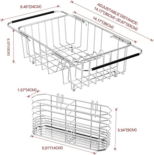 Miniatura 2 de Small Dish Drainer Rack in Sink Adjustable, Expandable Stainless Steel Metal Dish Drying Rack Organizer with Stainless Steel Utensil Holder Over