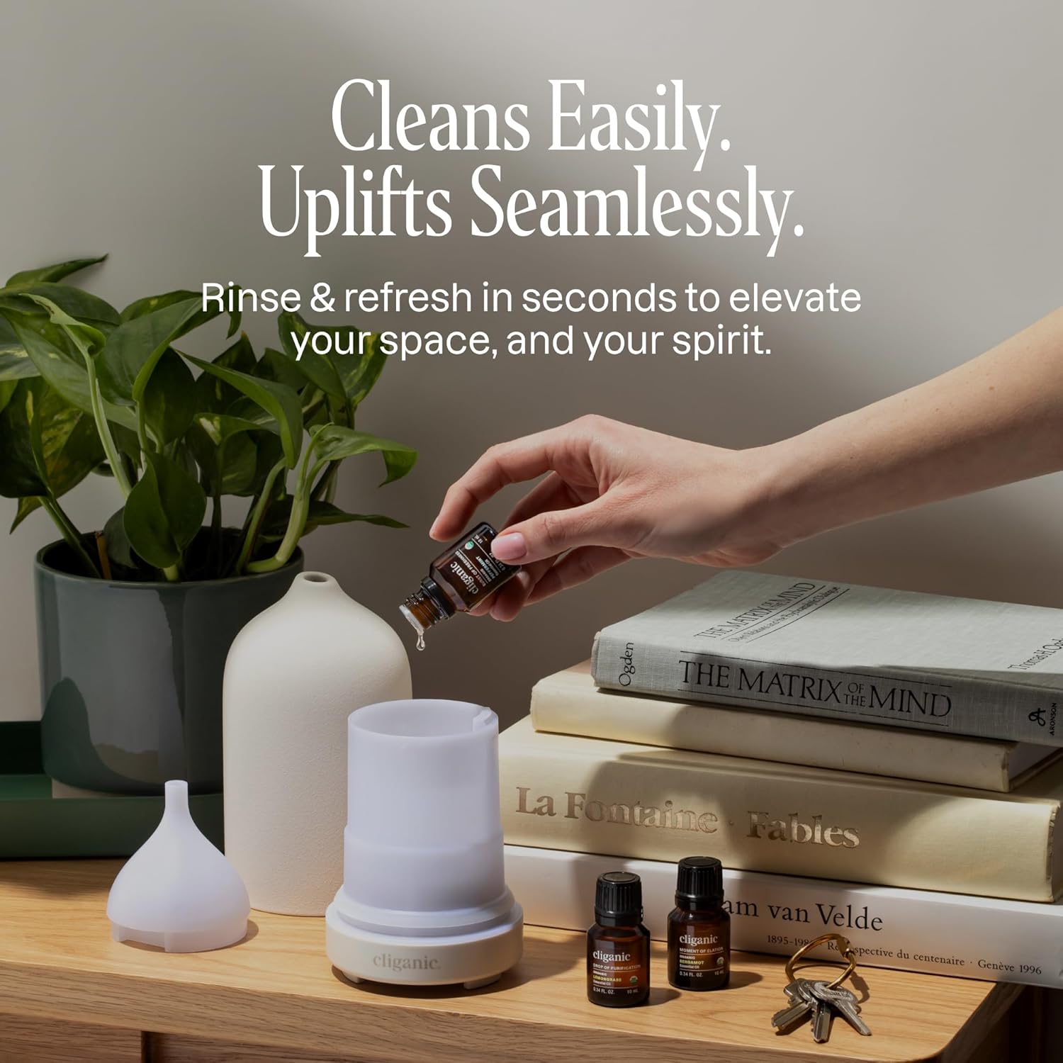 Cliganic Signature Essential Oils Diffuser Set – Aromatherapy Humidifier with LED for Home, Office & Bedroom Includes Peppermint, Lavender, Tea Tree & Orange Essential Oils Christmas Gift Kit - Image 7