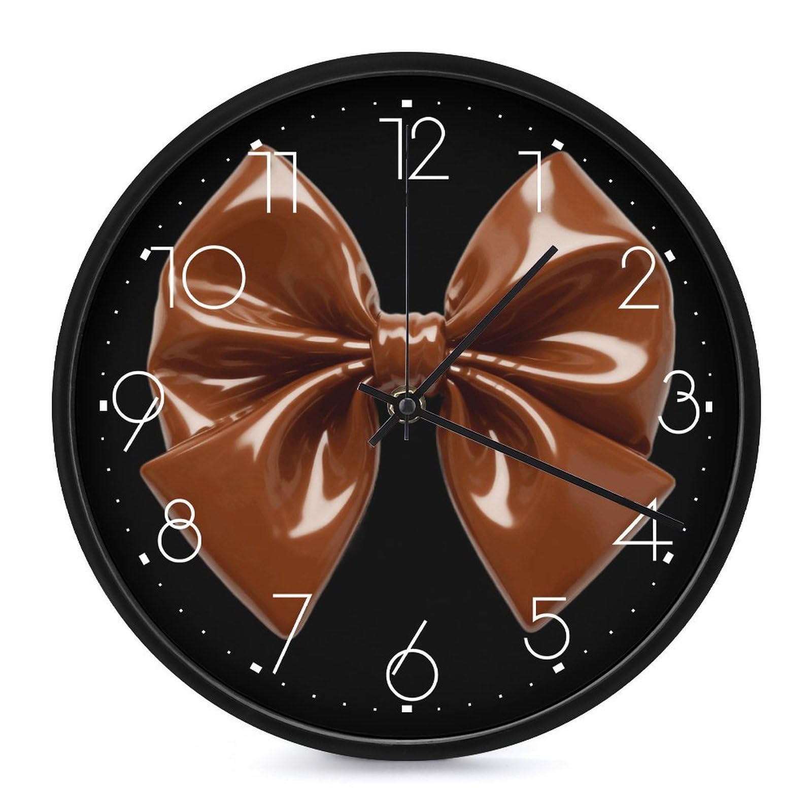 Horloge murale marron 25 cm analogique et silencieuse pour salon